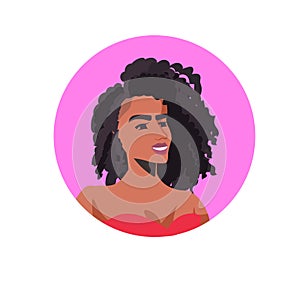 Young african american woman profile avatar beautiful girl face female cartoon character portrait