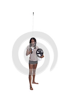 Young African American Woman with Rapier and Mask