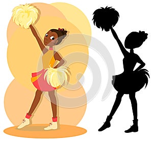 Young african cheerleader and silhouette