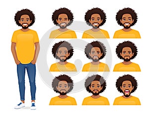 Young african man expression set