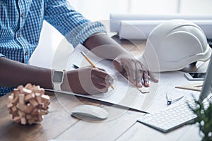 Young african man working in the office business