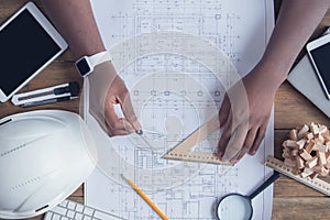 Young african man working in the office business