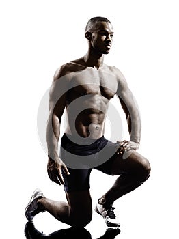 Young african muscular build man silhouette