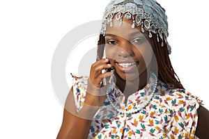 Young African woman on mobile phone