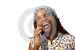 Young African woman on mobile phone