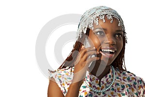 Young African woman on mobile phone