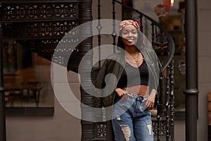 Young african woman outdoor portrait