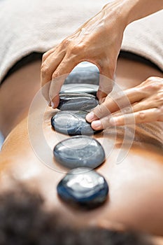 Hot stone massage at spa