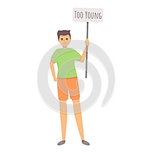 Young age discrimination icon cartoon vector. Ageism equality