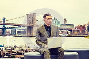 Young American Businessman traveling, working in New York