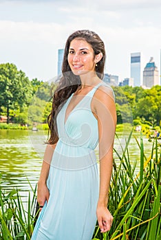 Young American Woman traveling, relaxing at Central Park, New Yo