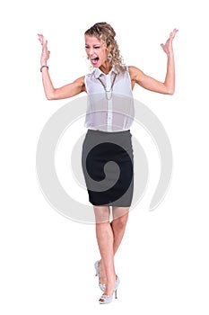 Young anger woman. Caucasian businesswoman