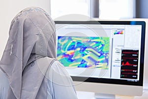 Young Arabic business woman wearing hijab,working in her startup