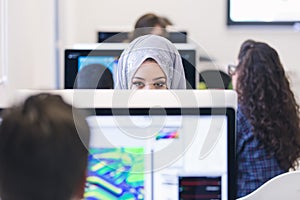 Young Arabic business woman wearing hijab,working in her startup