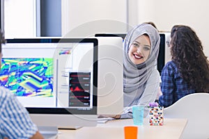 Young Arabic business woman wearing hijab,working in her startup