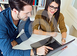 Young architect team working at office