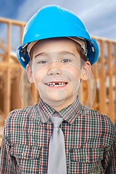 Young arhitect with helmet.smiling
