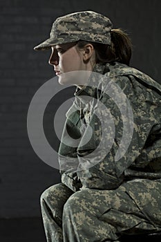 Young army woman dealing with PTSD