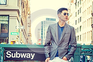 Young Asian American Man traveling in New York