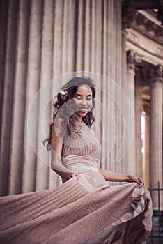 Young asian beautiful woman in dress