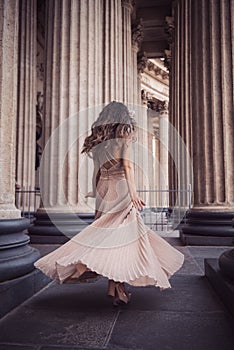 Young asian beautiful woman in long dress