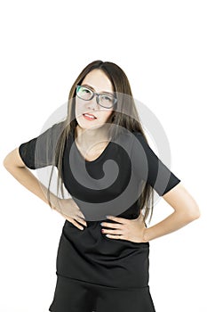 Young asian business woman feeling suffering pain from stomach ache