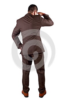 Young Asian Businessman Looking Forward Gesture, Rear View