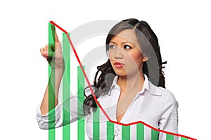 Young asian businesswoman with chart