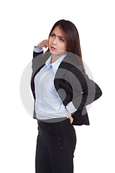 Young Asian businesswoman got back pain