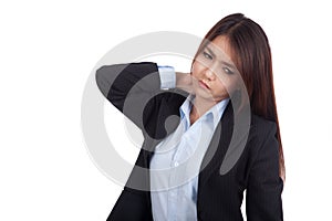 Young Asian businesswoman got neck pain