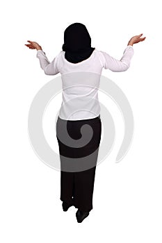 Young Asian Businesswoman No clue, Rear View Gesture