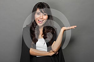 Young Asian businesswoman Smile presenting