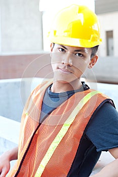 Young asian construction worker