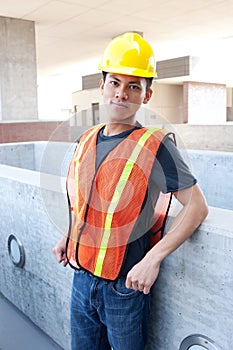 Young asian construction worker