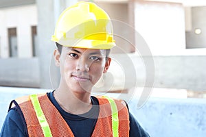 Young asian construction worker