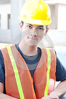 Young asian construction worker