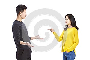 Young asian couple quarreling