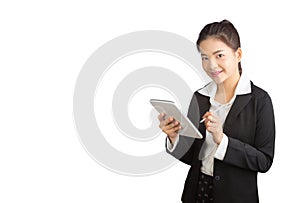 Young asian excutive business woman on white background photo
