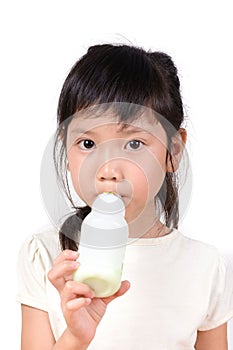 Young asian girl drink milk