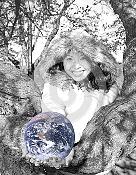 Young Asian Girl with Earth
