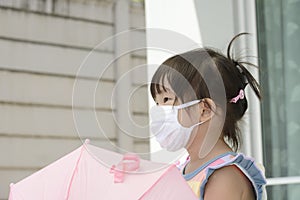 Young Asian girl with face mask protection from influenza and coronavirus illnesses