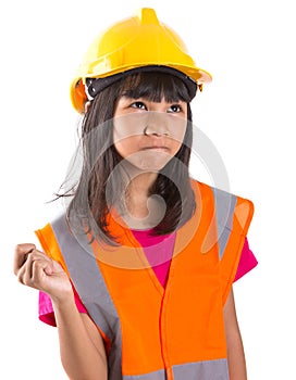 Young Asian Girl With Hard Hat And Vest XI