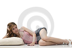 young Asian girl laying down