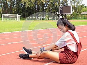 Young Asian Girls in the stadium.