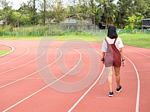 Young Asian Girls in the stadium.