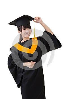 Young asian graduation woman is happy