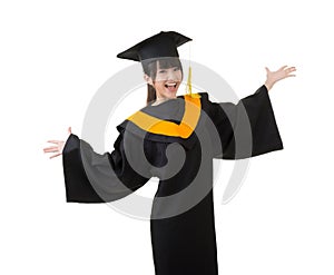 Young asian graduation woman is happy