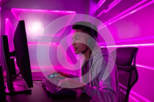 Cyber sport gamer playing game photo