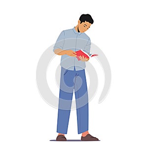 Young Asian Man Student Reading Book. College or University Education, Prepare to Exam, Male Character Get Knowledge