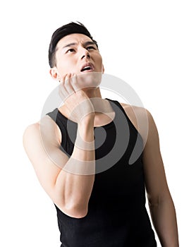 Young Asian man with toothache